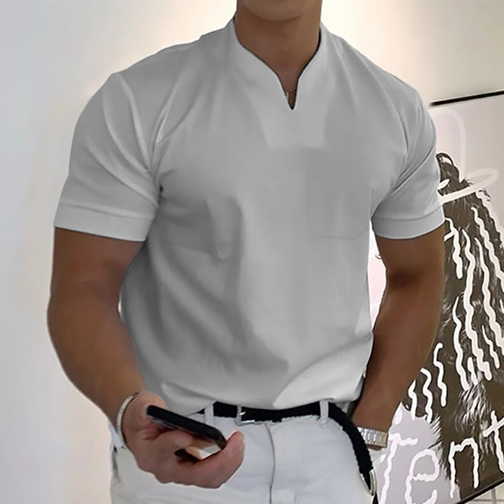 🔥【S-5XL】👔Tricou bărbătesc din bumbac elastic, cu mânecă scurtă, de vară 2025-R
