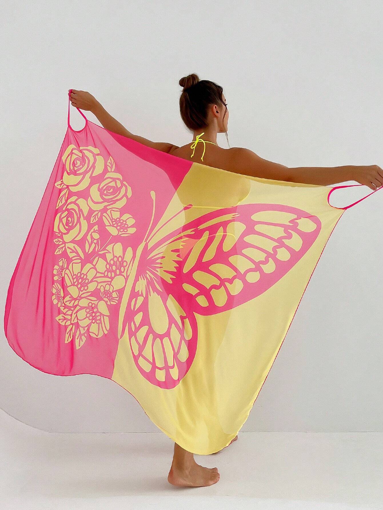 💟【S-XL】👗Mrežasta šal haljina za plažu s printom leptira3656855