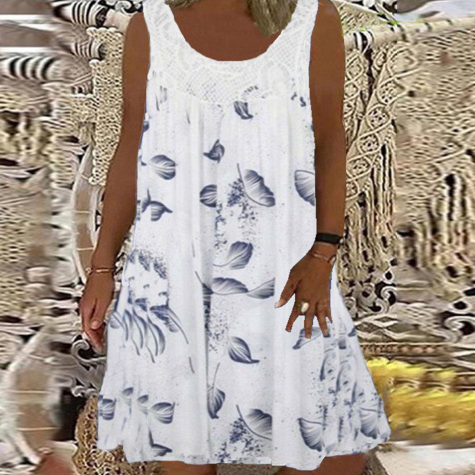 🔥 Reducere caldă 【S-5XL】 rochie imprimată fără mâneci pentru femei de primăvară, vară și toamnă, casual și confortabilă