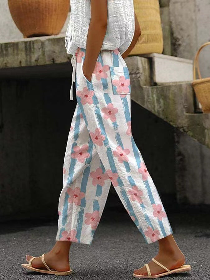 【S-5XL】pantaloni casual de dama cu imprimeu