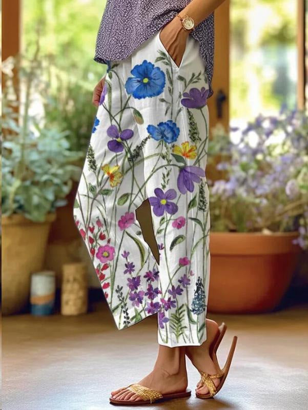 【S-5XL】pantaloni casual de dama cu imprimeu