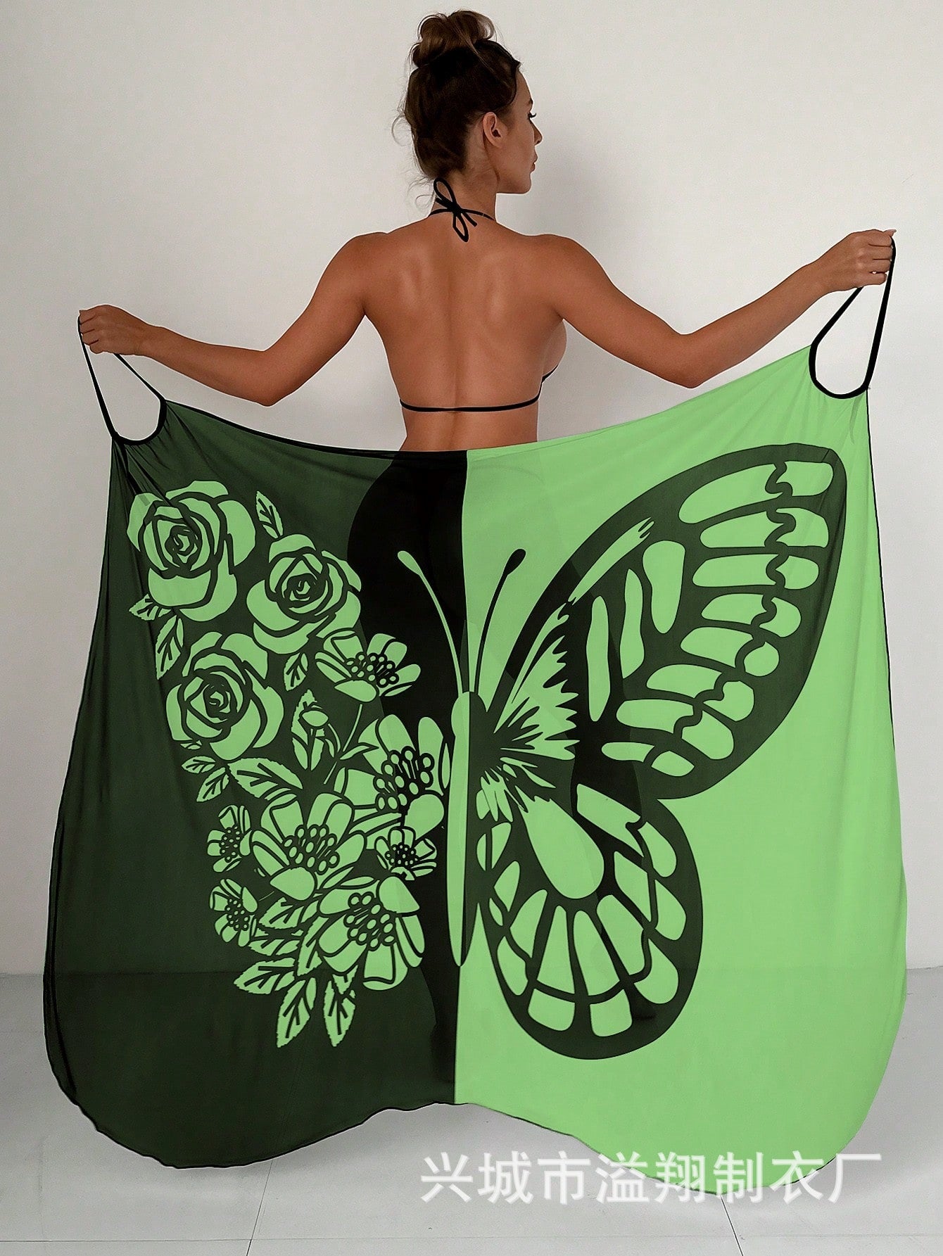 💟【S-XL】👗Mrežasta šal haljina za plažu s printom leptira3656855