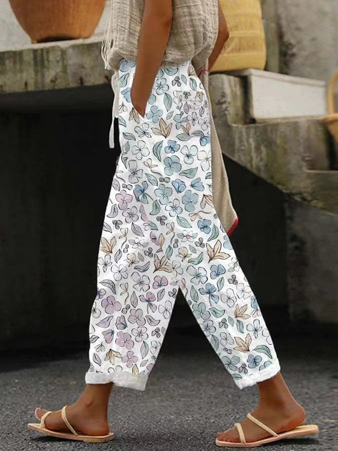 【S-5XL】pantaloni casual de dama cu imprimeu