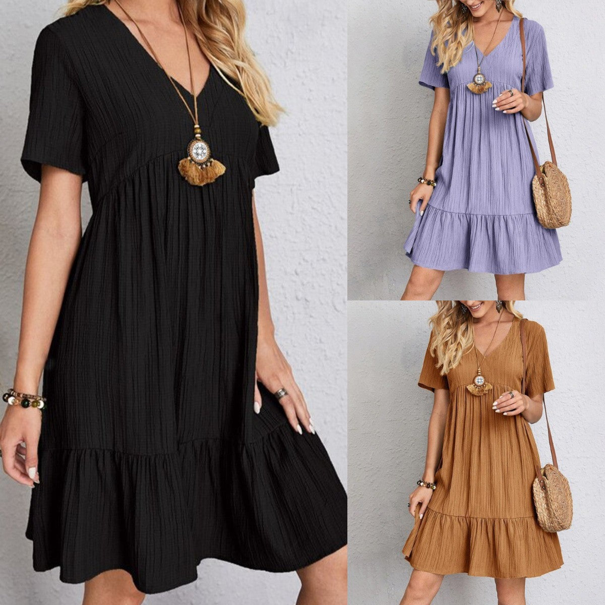 LIVRARE GRATUITĂ🔥【S-3XL】Rochie largi de vara din bumbac si in, multicolor optional, casual si la moda
