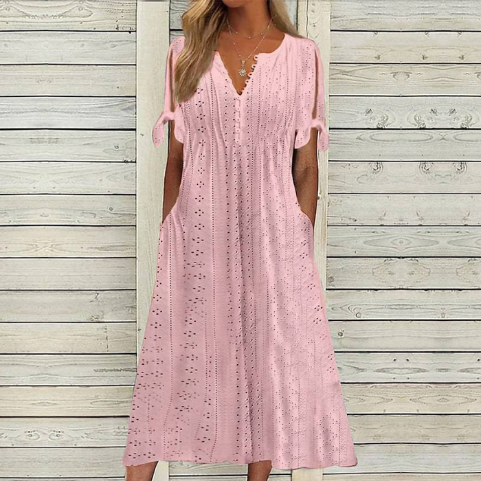 👗🌟【Reducere specială】【S–5XL】2025 Rochie casual brodată cu talie înaltă – elegantă și confortabilă 💃✨-R