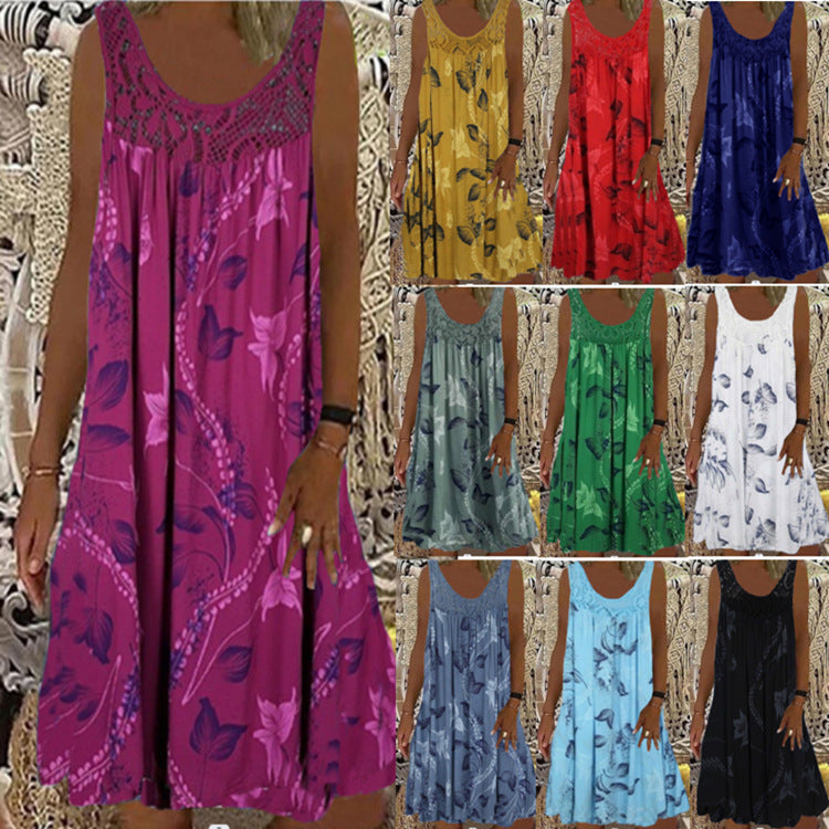 🔥 Reducere caldă 【S-5XL】 rochie imprimată fără mâneci pentru femei de primăvară, vară și toamnă, casual și confortabilă