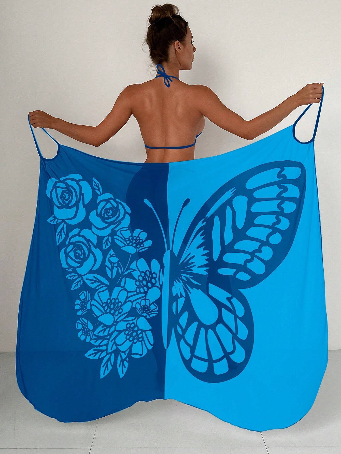 💟【S-XL】👗Mrežasta šal haljina za plažu s printom leptira3656855
