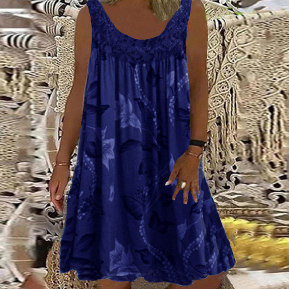 🔥 Reducere caldă 【S-5XL】 rochie imprimată fără mâneci pentru femei de primăvară, vară și toamnă, casual și confortabilă