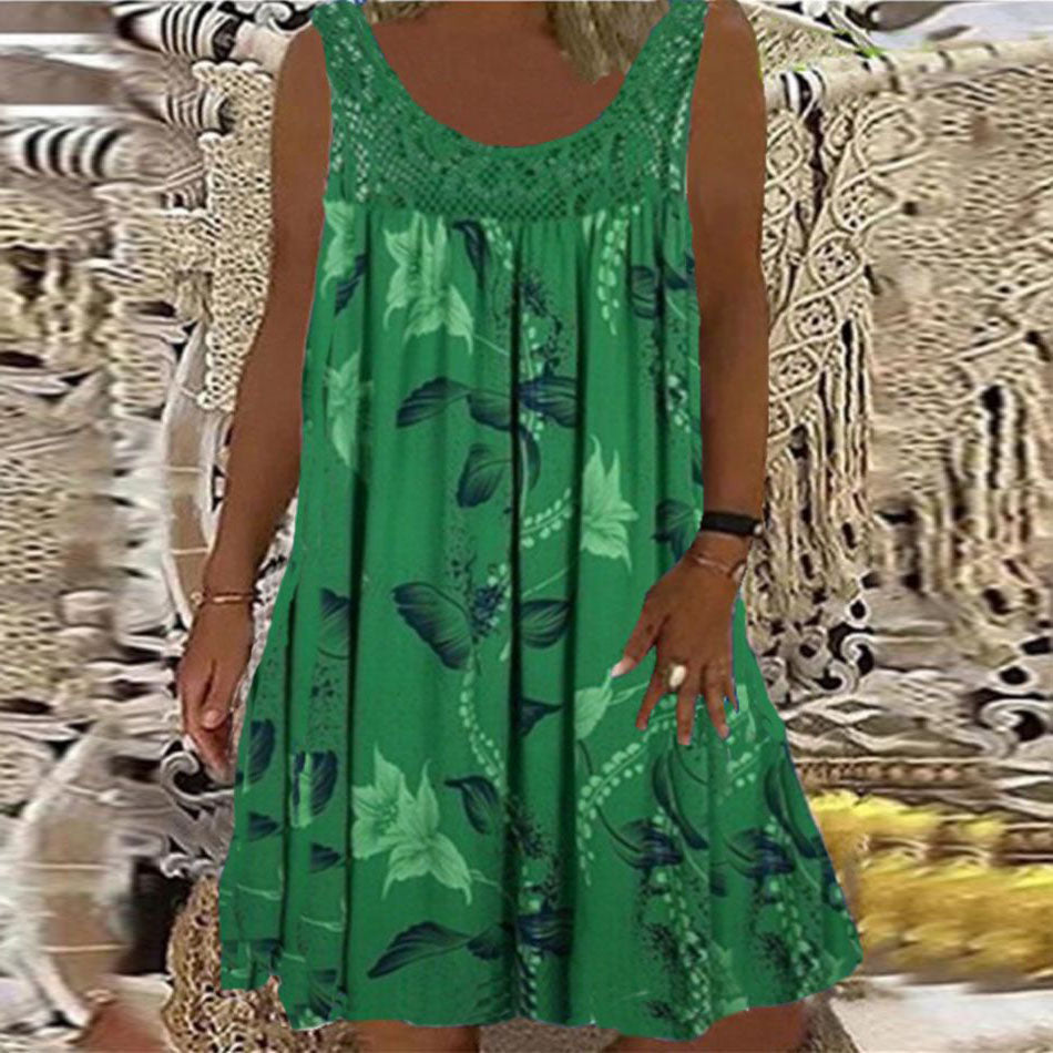 🔥 Reducere caldă 【S-5XL】 rochie imprimată fără mâneci pentru femei de primăvară, vară și toamnă, casual și confortabilă