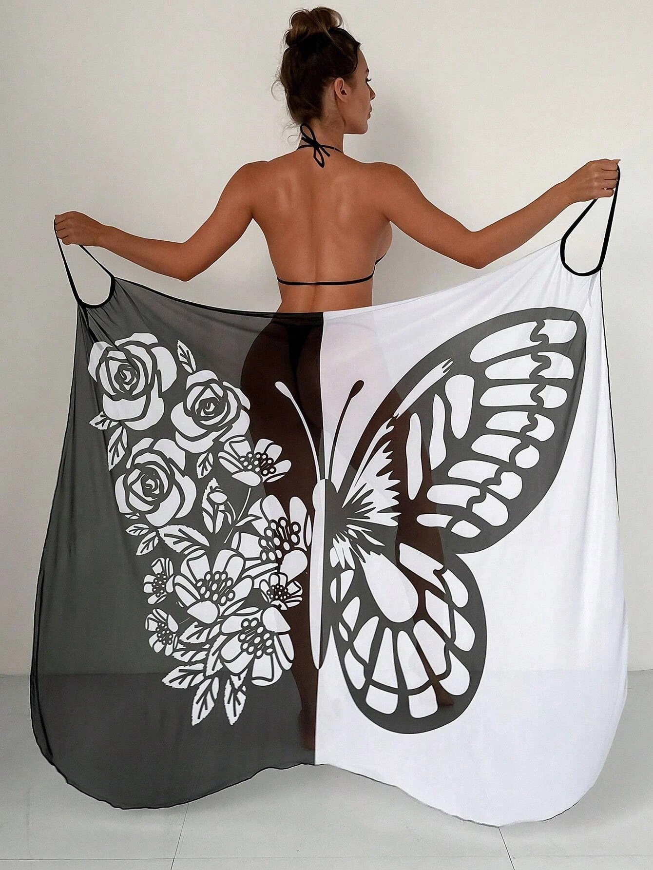 💟【S-XL】👗Mrežasta šal haljina za plažu s printom leptira3656855