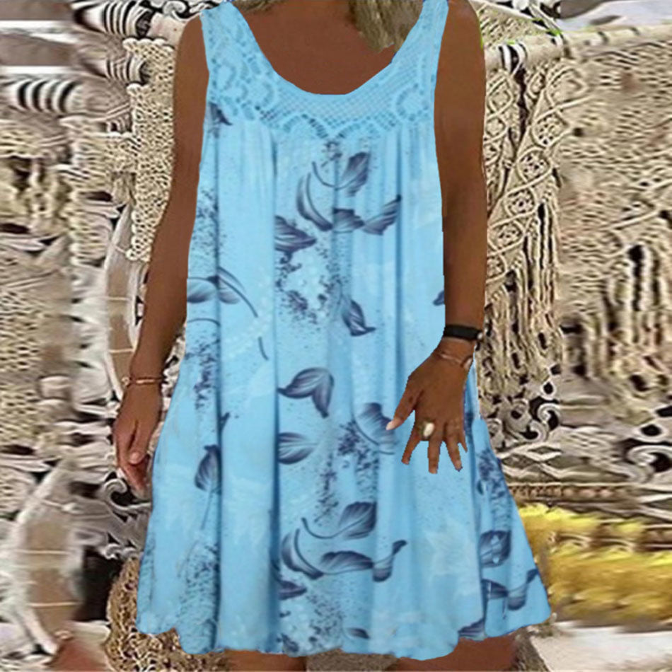🔥 Reducere caldă 【S-5XL】 rochie imprimată fără mâneci pentru femei de primăvară, vară și toamnă, casual și confortabilă