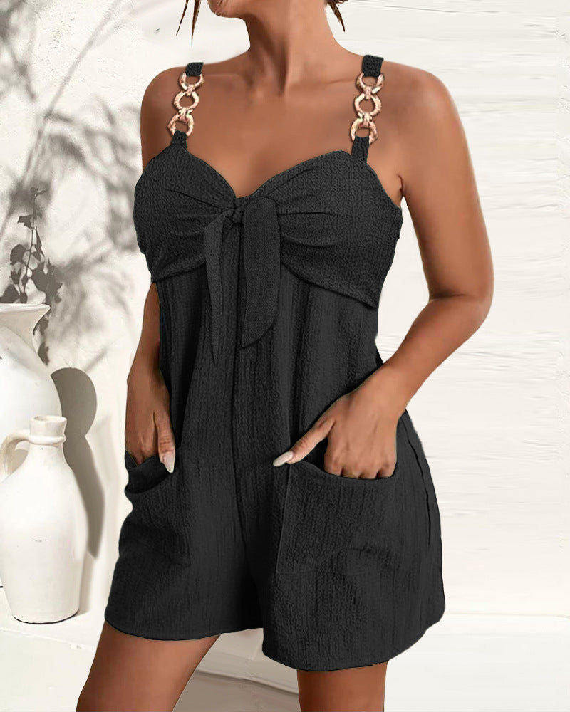 🎀👖【Noutăți de vară – Reducere 50% 🔥】R【S–2XL】Salopetă de damă cu bretele și inele decorative
