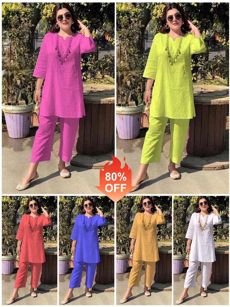 🔥🔥【40-100kg】Set de două piese cu mâneci lungi și pantaloni cu mânecă lungă, la modă, de vară-R