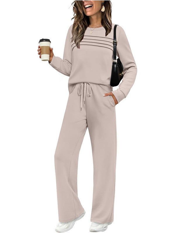 【🥇Oferta excelente】🔥【Tallas S-3XL】Conjunto deportivo casual de moda para mujer, camiseta de manga larga de algodón puro de alta calidad + pantalones-E