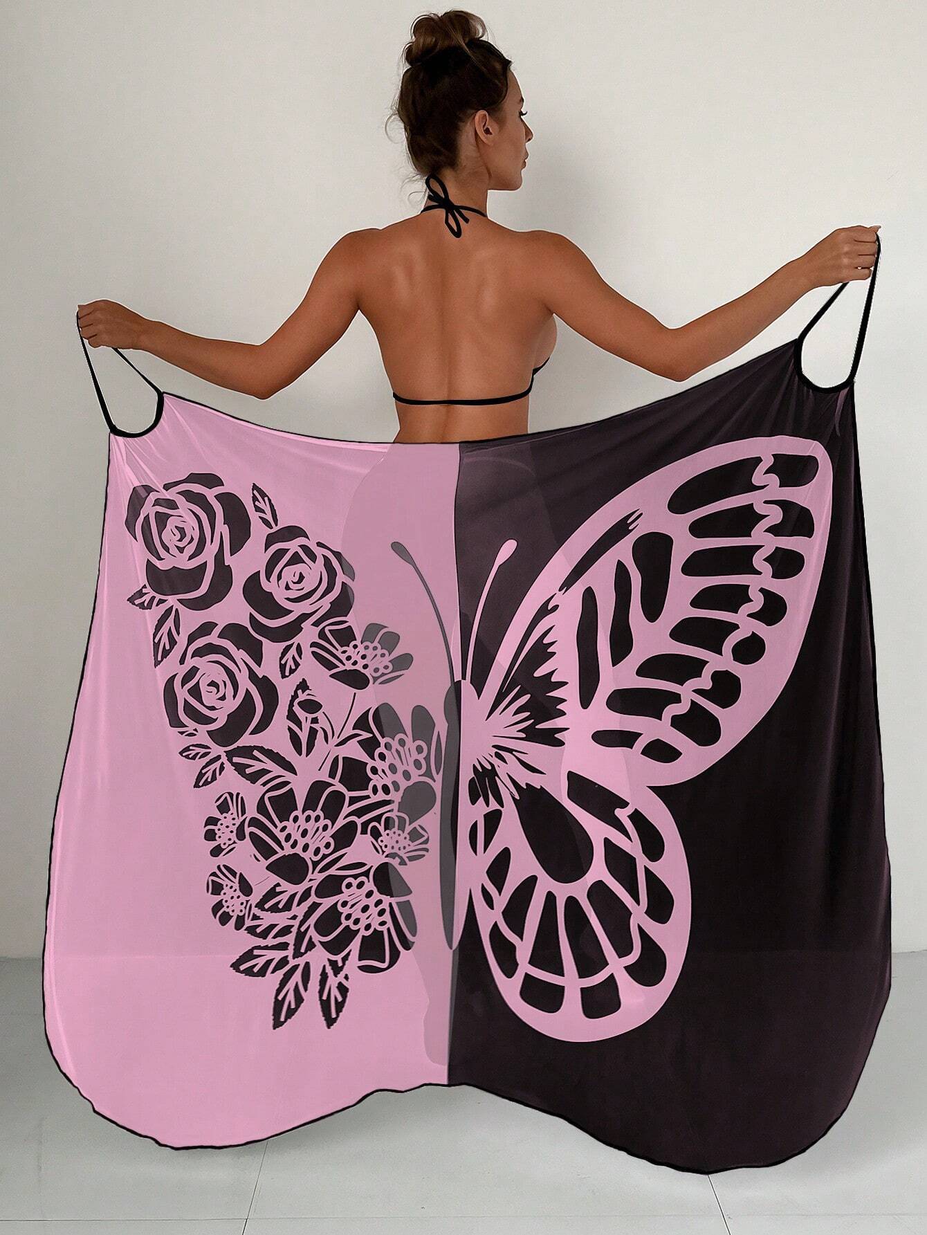 💟【S-XL】👗Mrežasta šal haljina za plažu s printom leptira3656855