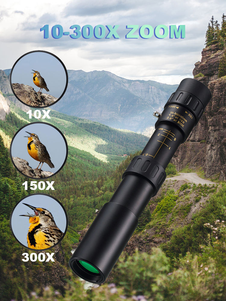 【🏆Produse populare】💥Binoclu portabil puternic cu zoom 10-300X HD Telescop profesional cu rază lungă de acțiune Monoculară lunetă cu vedere nocturnă scăzută pentru vânătoare_3983425