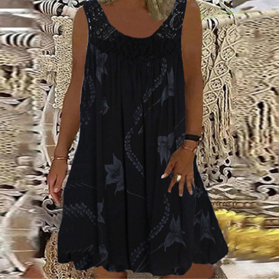 🔥 Reducere caldă 【S-5XL】 rochie imprimată fără mâneci pentru femei de primăvară, vară și toamnă, casual și confortabilă