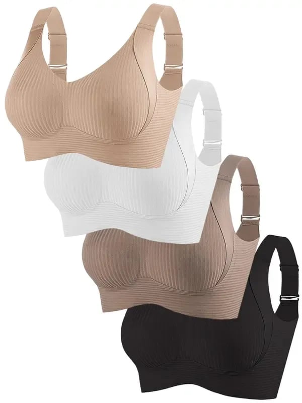 😍【Paquete de 4】Sujetador inalámbrico de una pieza para mujer❤️【40-95 kg】-E