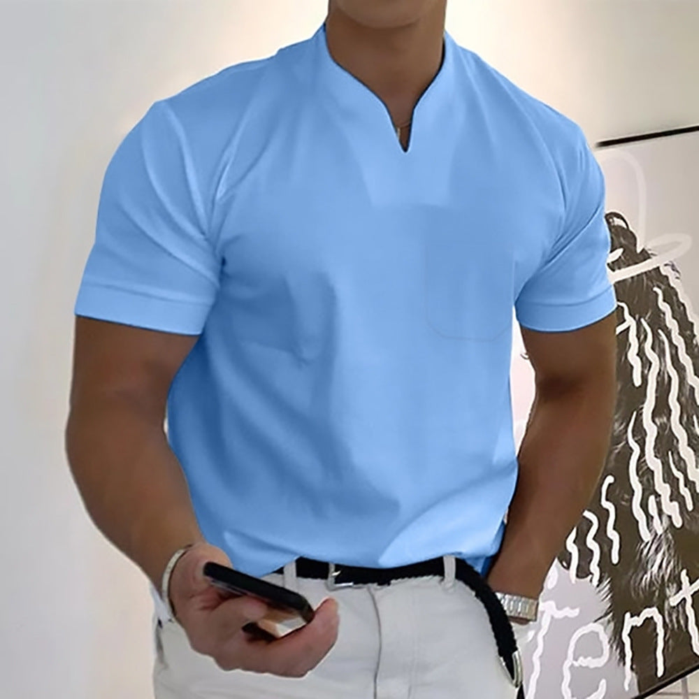 🔥【S-5XL】👔Tricou bărbătesc din bumbac elastic, cu mânecă scurtă, de vară 2025-R