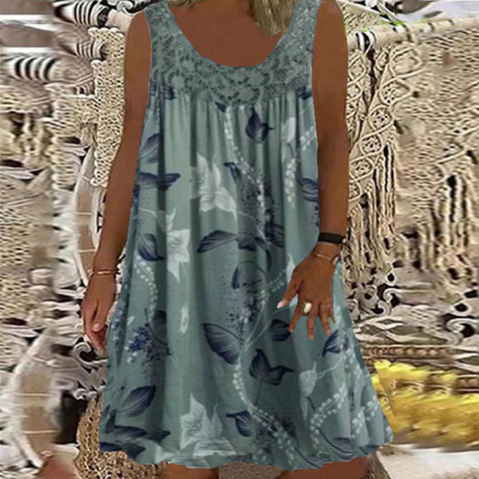 🔥 Reducere caldă 【S-5XL】 rochie imprimată fără mâneci pentru femei de primăvară, vară și toamnă, casual și confortabilă