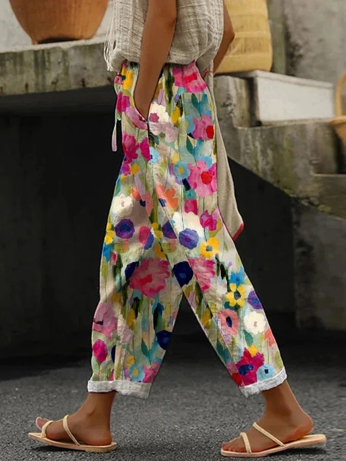 【S-5XL】pantaloni casual de dama cu imprimeu