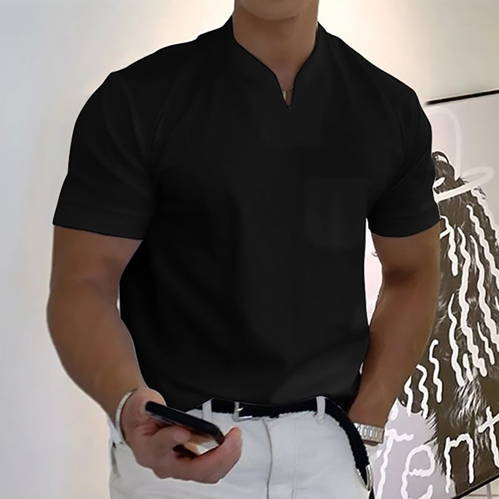 🔥【S-5XL】👔Tricou bărbătesc din bumbac elastic, cu mânecă scurtă, de vară 2025-R