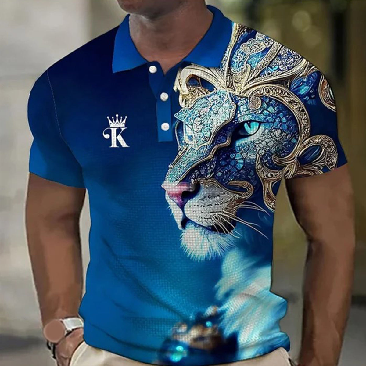 💥2025 Muška polo majica s 3D printom lavova-H