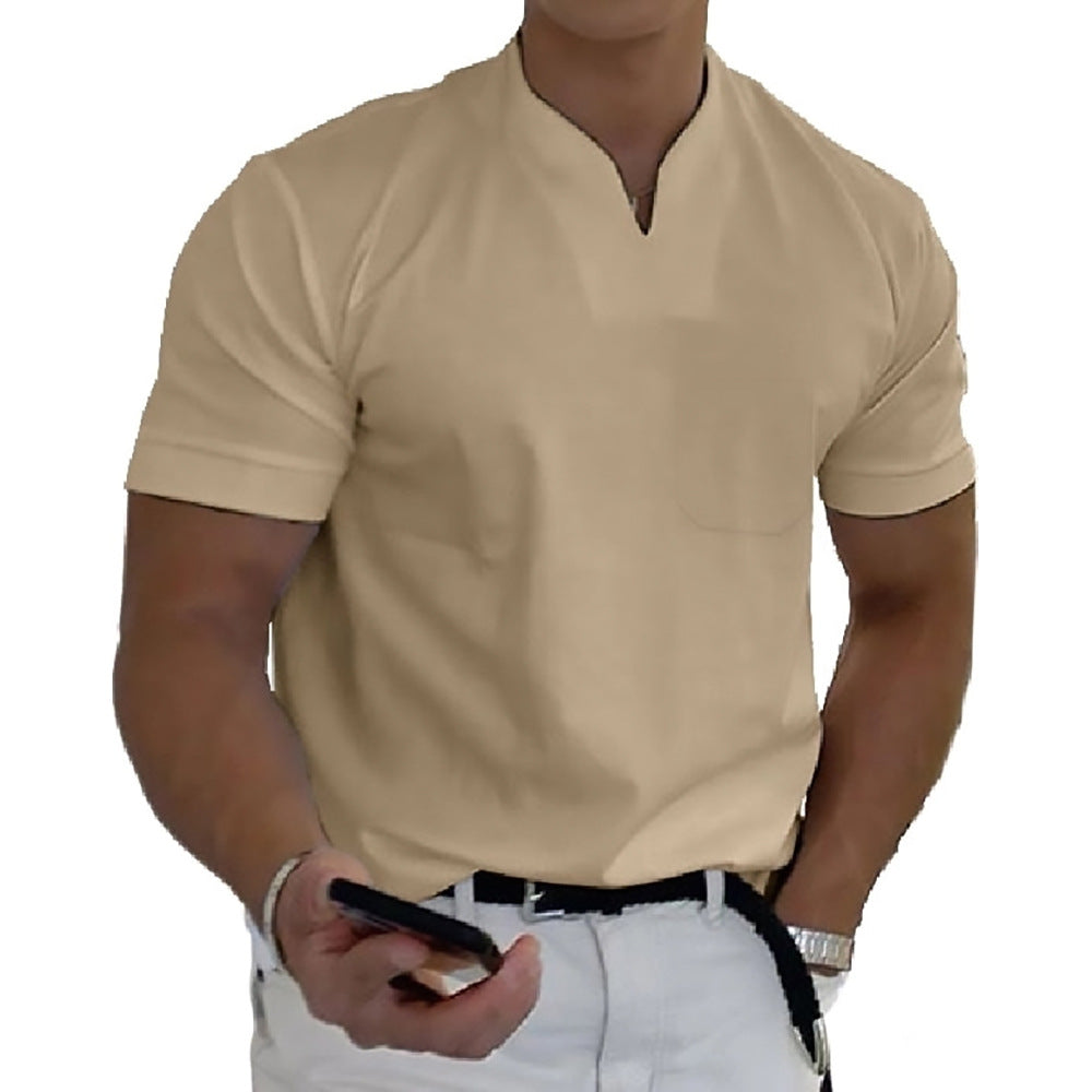 🔥【S-5XL】👔Tricou bărbătesc din bumbac elastic, cu mânecă scurtă, de vară 2025-R