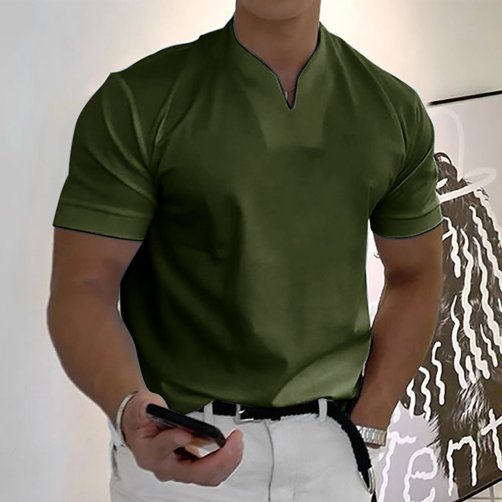 🔥【S-5XL】👔Tricou bărbătesc din bumbac elastic, cu mânecă scurtă, de vară 2025-R