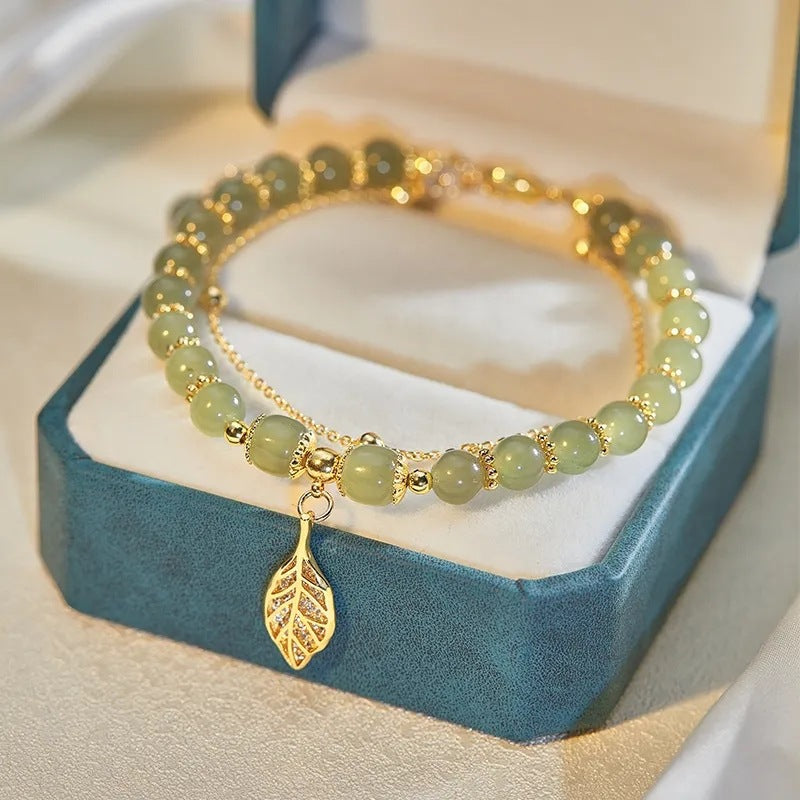 ✨🔥【Compra uno y llévate otro gratis】2 pulseras de oro de 14K con jade Hetiano-E