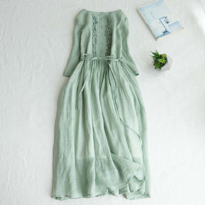 👗👗Rochie lungă din bumbac și in pentru vară-R