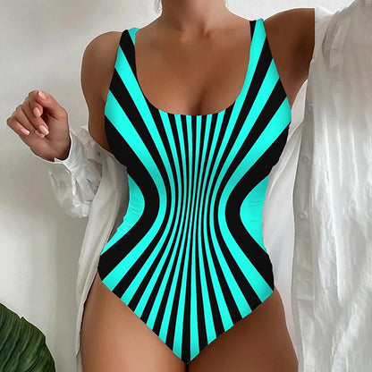 🥰【Utolsó nap – 50% kedvezmény】🔥【S~6XL】Egyedi csíkos egyrészes fürdőruha-U