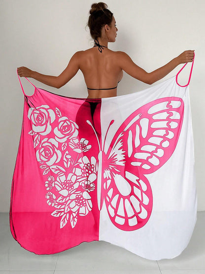 💟【S-XL】👗Mrežasta šal haljina za plažu s printom leptira3656855