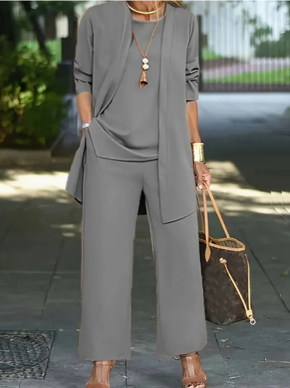 🧥 Elegante conjunto de tres piezas para mujer con corte ancho 🍂-E