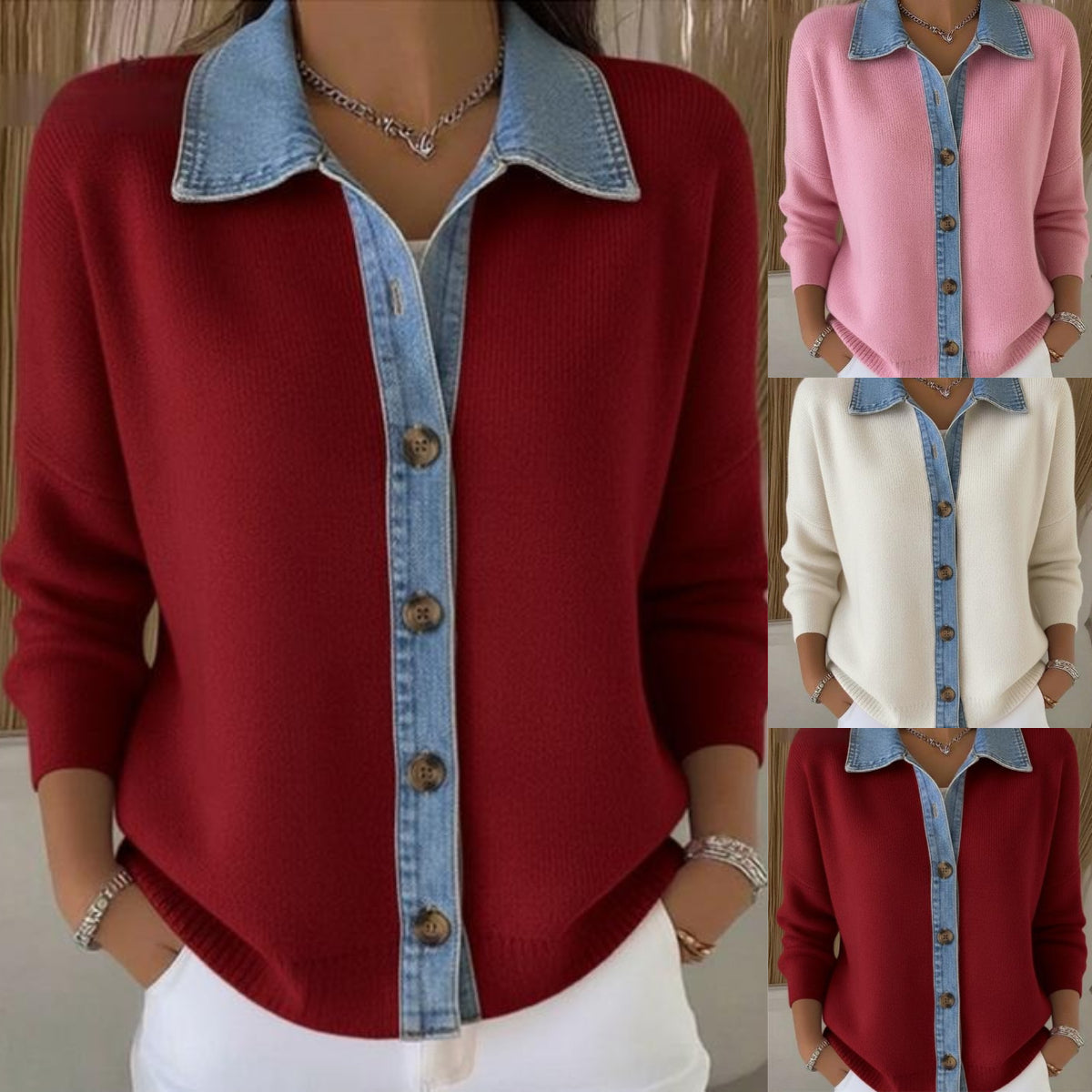 🔥Oferta por tiempo limitado: Cárdigan de patchwork de mezclilla nuevo 2025 (S-3XL)-E