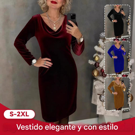 ✨ Vestido de terciopelo 2026 | Mangas largas | Estilo sexy y elegante ✨-E