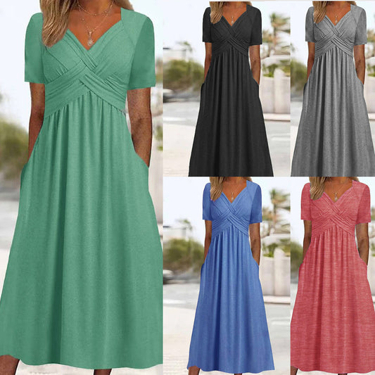 🔥🔥【50% REDUCERE】🔥🔥👗【S-3XL】Rochii casual simple, modă, unicolor, noi pentru primăvară și vară 2025_3964841