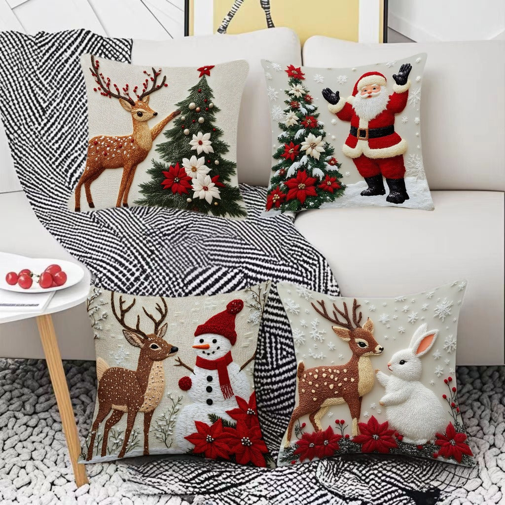 🔥【Compra 4 y llévate 4 gratis】🎅Oferta de Navidad 49% de DESCUENTO🎄Funda de almohada con temática navideña-E
