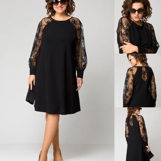 👗 Ograničena ponuda 39% popusta ❤️【S-5XL】2026. novi model haljine s čipkastim rukavima od 100% pamuka, topla i udobna-H