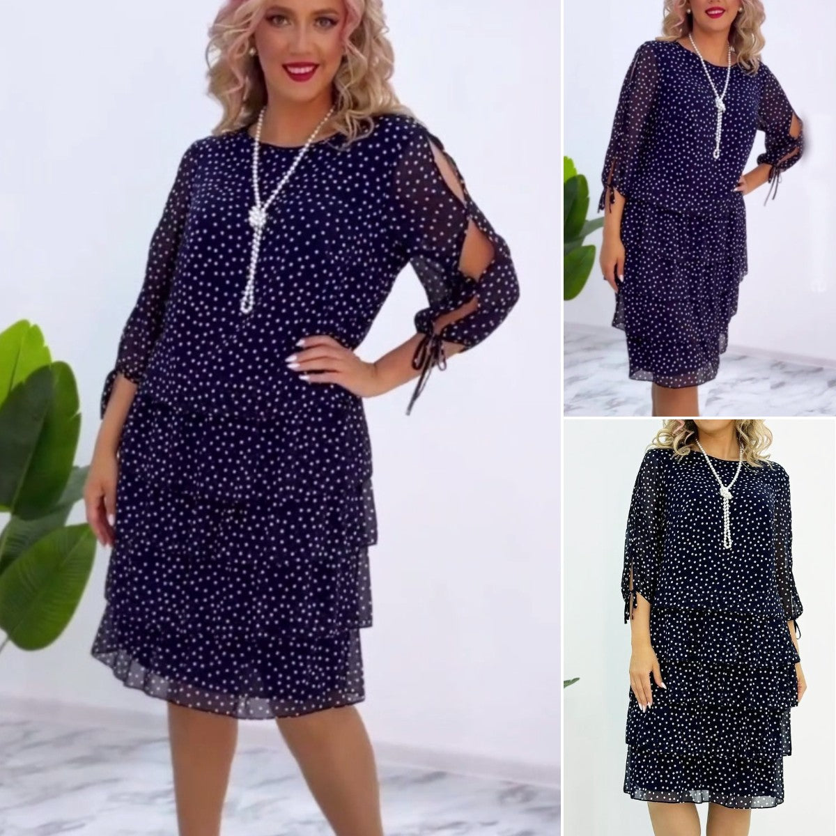 🥰【Compra 1 y obten 1 gratis】[S-5XL] Nuevo y elegante vestido suelto de lunares-E