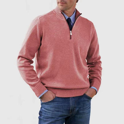 🧥✨ Suéter de punto con cremallera para hombre de talla grande, diseño simple y combinable.-E