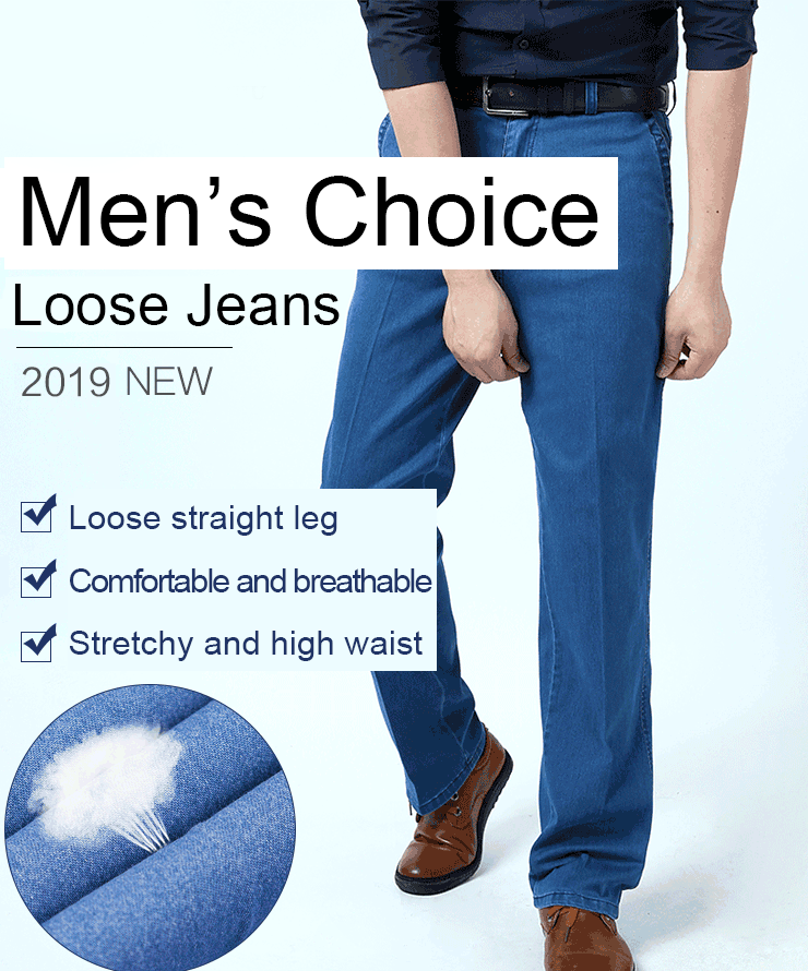 🙋‍♂️👖2025 noi blugi pentru bărbați cu talie înaltă, elastic, respirabili