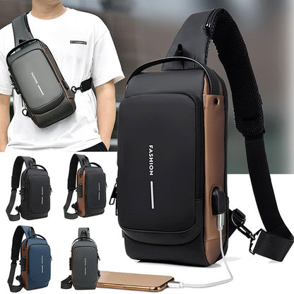💖[50% de descuento] Bolso deportivo de moda de tela Oxford impermeable para hombre con bloqueo de código antirrobo -E