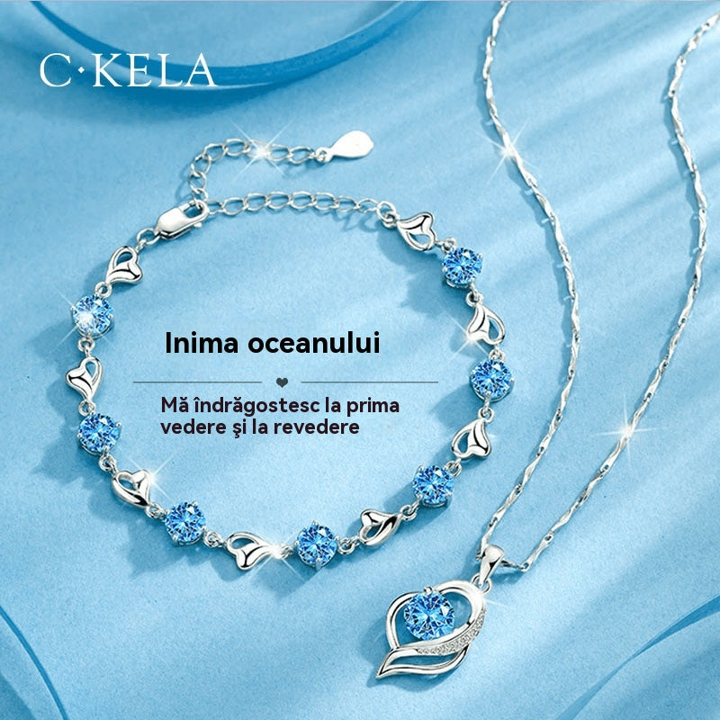 ✨✨【Kupte 1 a dostanete 1 zdarma】💎 Sada náramků ze stříbra Heart of the Ocean 925 + náhrdelník-Z