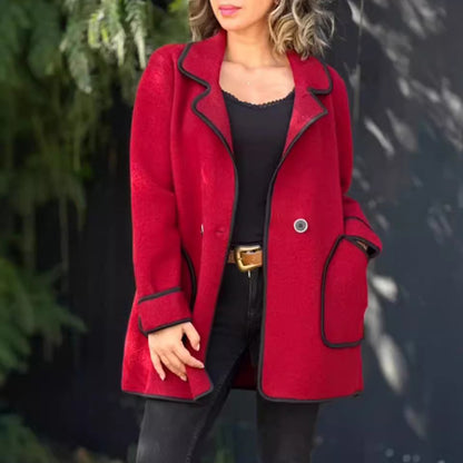 💥【S-5XL】Nowy elegancki dwustronny płaszcz wełniany z kołnierzem marynarkowym –