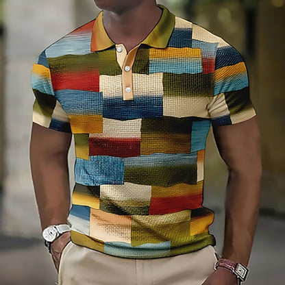 💥👕【S-5XL】2025 Camasa POLO casual pentru barbati cu model geometric