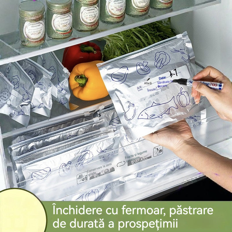 🔥🔥Un total de 120 de pungi antibacteriene din folie de aluminiu, super ușor de utilizat, pentru păstrarea prospețimii.