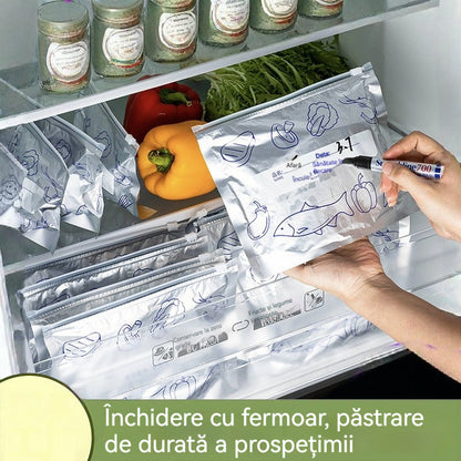 🔥🔥Un total de 120 de pungi antibacteriene din folie de aluminiu, super ușor de utilizat, pentru păstrarea prospețimii.