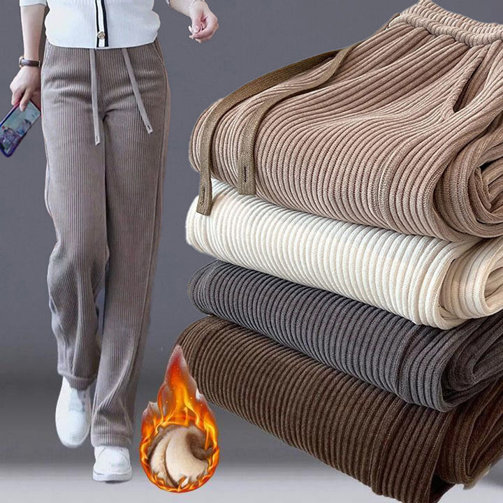 🔥【Compre uno y llévese otro gratis】 👖Nuevos pantalones casuales de terciopelo con perneras anchas, muy cómodos de usar.-E