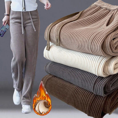 🔥【Compre uno y llévese otro gratis】 👖Nuevos pantalones casuales de terciopelo con perneras anchas, muy cómodos de usar.-E